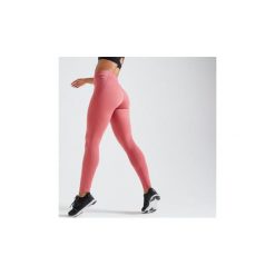 Legginsy fitness kardio damskie 500 brudny róż. Różowe legginsy sportowe damskie DOMYOS, m, w paski, z elastanu, na fitness i siłownię. Za 89,99 zł.