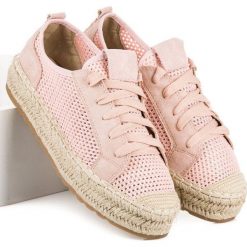 Espadryle damskie: Ażurowe espadryle na wiązanie Seastar różowe