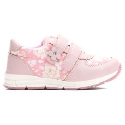 Różowe Buty Sportowe Flower Time. Czerwone buciki niemowlęce marki Born2be, z okrągłym noskiem, na obcasie, na rzepy. Za 79,99 zł.