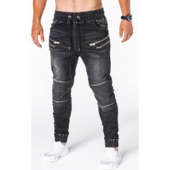 SPODNIE MĘSKIE JEANSOWE JOGGERY P405 - CZARNE. Czarne joggery męskie Ombre Clothing, z bawełny. Za 79,00 zł.
