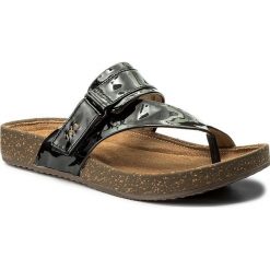 Japonki CLARKS - Rosilla Durham 261325564 Black Patent Leather. Czarne klapki damskie Clarks, bez wzorów, ze skóry, bez obcasa. W wyprzedaży za 149,00 zł.