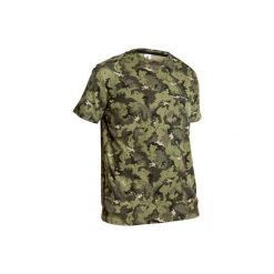 Koszulka myśliwska z krótkim rękawem 100 camo. Szare koszulki męskie SOLOGNAC, l, bez wzorów, z bawełny, sportowe, bez kołnierzyka, z krótkim rękawem, krótkie. Za 29,99 zł.