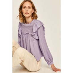 Answear - Bluzka. Fioletowe bluzki damskie ANSWEAR, na co dzień, s, z haftami, z wiskozy, casualowe, z okrągłym kołnierzem, z długim rękawem. W wyprzedaży za 99,90 zł.