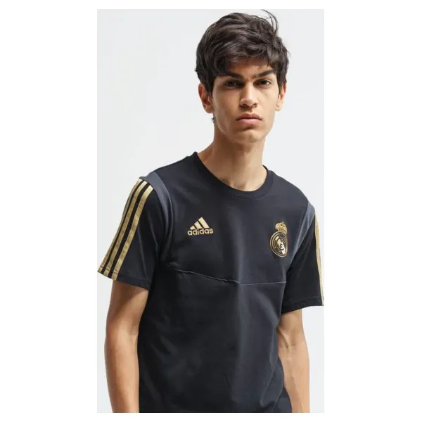 Adidas Koszulka Ss Real , czarny, rozmiar L. Czarne koszulki męskie Adidas, m, w paski, z bawełny, bez kołnierzyka, bez rękawów. Za 149,99 zł.