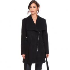 Płaszcz "Cindy" w kolorze czarnym. Czarne płaszcze damskie marki Cosy Winter, s, w paski, z tkaniny. W wyprzedaży za 227,95 zł.