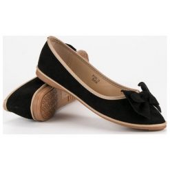 Baleriny damskie lakierowane: Zamszowe baleriny z kokardką SWEET SHOES czarne