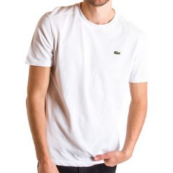 LACOSTE SPORT > TH7618.001. Białe koszulki męskie Lacoste, xxl, z aplikacjami, z bawełny, sportowe, bez kołnierzyka, bez rękawów. W wyprzedaży za 129,99 zł.