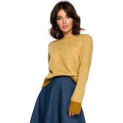Sweter o kimonowych rękawach - musztardowy. Swetry damskie BE, s, bez wzorów, z poliesteru, bez rękawów, bez kaptura. Za 119,00 zł.