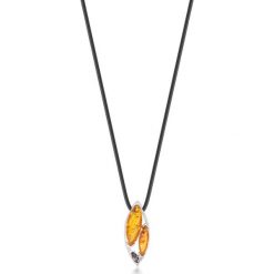Unikalny Naszyjnik - srebro 925, Bursztyn,swarovski. Żółte naszyjniki damskie marki W.KRUK, na co dzień, z bursztynem, srebrne. Za 369,00 zł.