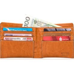 Skórzany portfel męski SOLIER SW05B jasnobrązowy - jasny brąz. Pomarańczowe portfele męskie Solier, bez wzorów, ze skóry. Za 89,99 zł.