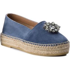 Espadryle EVA MINGE - Azuel 3E 18MJ1372388ES 213. Niebieskie espadryle damskie Eva Minge, bez wzorów, z zamszu, bez obcasa, na płaskiej podeszwie. W wyprzedaży za 249,00 zł.