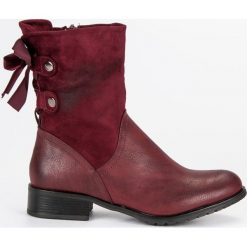 MODNE BORDOWE BOTKI. Czerwone botki damskie na zamek Forever Folie. Za 102,90 zł.