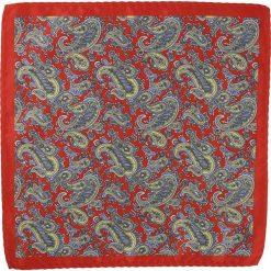 Miedziana Elegancka Męska Poszetka -ALTIES- Pomarańczowa w Paisley POSZALTTANIA0289. Pomarańczowe poszetki męskie Alties, bez wzorów, z materiału, eleganckie. Za 16,90 zł.
