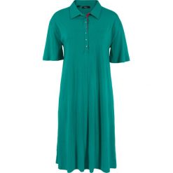 Sukienka shirtowa z kołnierzykiem polo bonprix dymny szmaragdowy. Niebieskie sukienki damskie bonprix, bez wzorów, polo, bez rękawów. Za 54,99 zł.