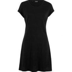 Sukienka shirtowa, krótki rękaw bonprix czarny. Czarne sukienki damskie bonprix, bez wzorów, bez kołnierzyka, z krótkim rękawem, krótkie, mini. Za 37,99 zł.