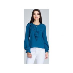 Bluzka609orski. Niebieskie bluzki damskie FIGL, xl, bez wzorów, eleganckie, bez kołnierzyka, z długim rękawem. Za 129,00 zł.