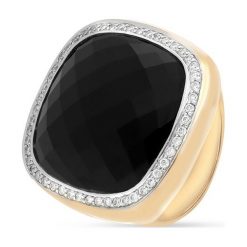 Zjawiskowy Złoty Pierścionek - złoto 750, Brylant 0,46ct,onyks. Żółte pierścionki damskie W.KRUK, z onyksem, złote. Za 22490,00 zł.