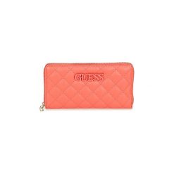 Portfele Guess ELLIANA CHEQUE ORGANIZER. Pomarańczowe portfele damskie marki Guess, z aplikacjami. Za 259,00 zł.