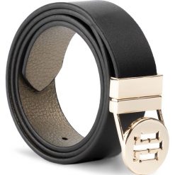 Pasek Damski TOMMY HILFIGER - Round Reversible 3.0 Cm AW0AW07665 0WH. Czarne paski damskie TOMMY HILFIGER, w paski, ze skóry. Za 299,00 zł.