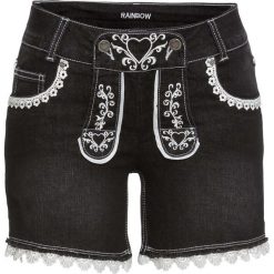 Krótkie spodenki w ludowym stylu bonprix czarny "stone". Czarne jeansy damskie bonprix. Za 109,99 zł.