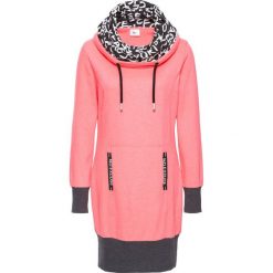 Sukienka dresowa, długi rękaw bonprix łososiowy neonowy. Różowe sukienki damskie bonprix, bez wzorów, z dresówki, bez kołnierzyka, z długim rękawem, długie, maxi. Za 89,99 zł.