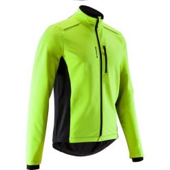 Kurtka zimowa na rower szosowy RC 100 męska. Żółte kurtki męskie TRIBAN, na zimę, m, bez wzorów, z elastanu, bez kaptura, rowerowe. Za 99,99 zł.