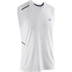 Koszulka bez rękawów do biegania RUN DRY+ męska. Białe koszulki męskie KALENJI, m, bez wzorów, z elastanu, bez kołnierzyka, bez rękawów. Za 39,99 zł.