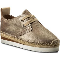 Espadryle SEE BY CHLOÉ - SB30222 Crosta Star 056/Platino/Nat.Calf 110. Żółte półbuty damskie See by Chloé, bez wzorów, ze skóry, bez obcasa, na koturnie. W wyprzedaży za 599,00 zł.
