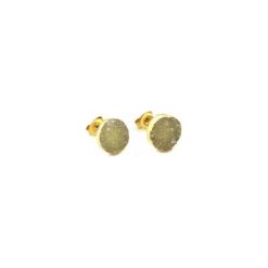 Earrings Druza Agatu Natural złoto. Brązowe kolczyki damskie marki Brazi druse jewelry, z agatem, złote, na sztyftcie. Za 170,00 zł.