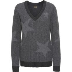 Sweter bonprix antracytowy melanż. Szare swetry klasyczne damskie bonprix, z dekoltem w serek. Za 79,99 zł.