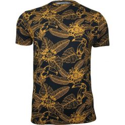 Granatowy T-Shirt (Koszulka) z Żółtym Nadrukiem -Brave Soul- Męski, 100% Bawełna, Tukan, Liście TSBRSSS19GIBBONnavy. Żółte koszulki męskie Brave Soul, m, z nadrukiem, z bawełny, casualowe, bez kołnierzyka, bez rękawów. Za 49,00 zł.