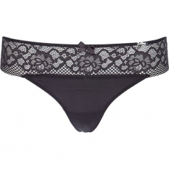 Stringi "Lisette" w kolorze antracytowym. Szare stringi damskie marki LASCANA, w koronkowe wzory, z koronki. W wyprzedaży za 36,95 zł.