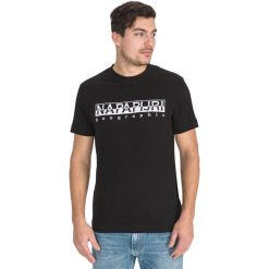 Napapijri Server Koszulka Czarny. Czarne podkoszulki męskie Napapijri, l, z haftami, z bawełny, bez kołnierzyka, krótkie. Za 181,95 zł.
