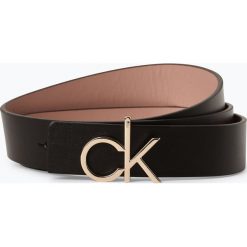Calvin Klein - Damski pasek skórzany, czarny. Czarne paski damskie Calvin Klein, w paski, eleganckie. Za 299,95 zł.