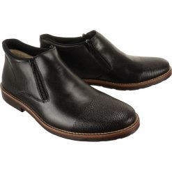 RIEKER 15350-00 black, botki męskie. Czarne botki męskie Rieker, na zamek. W wyprzedaży za 239,90 zł.