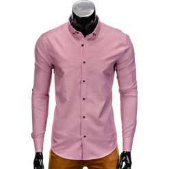 KOSZULA MĘSKA ELEGANCKA Z DŁUGIM RĘKAWEM K358 - CZERWONA. Czerwone koszule męskie Ombre Clothing, s, bez wzorów, z bawełny, eleganckie, z kontrastowym kołnierzykiem, z długim rękawem. Za 39,00 zł.