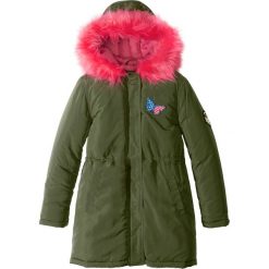 Kurtka parka dziewczęca z kołnierzem z futerkiem bonprix ciemnooliwkowy. Zielone kurtki dziewczęce bonprix, na zimę, bez wzorów, z poliesteru, z kapturem. Za 169,99 zł.