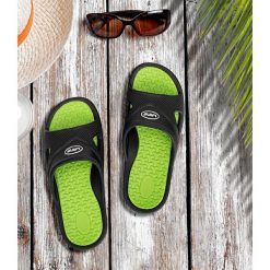 Klapki męskie basenowe Lano KL-4-0401 Black/Green. Czarne kapcie męskie Lano, z materiału. Za 28,00 zł.