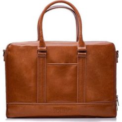 Skórzana torba męska na laptopa Solier brązowy vintage - Brązowy Vintage. Pomarańczowe torby męskie skórzane Solier, w paski, ze skóry, eleganckie. Za 399,99 zł.