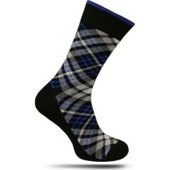 Czarno-Chabrowe Skarpetki Męskie -Chattier- Casualowe, Bawełniane, w Kratkę SKCH0070casual. Niebieskie skarpetki męskie Chattier, w kratkę, z bawełny. Za 12,90 zł.