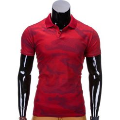 KOSZULKA MĘSKA POLO Z NADRUKIEM MORO S754 - CZERWONA. Czerwone koszulki polo męskie marki Ombre Clothing, m, moro, z bawełny. Za 39,00 zł.