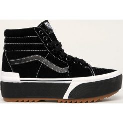 Vans - Trampki skórzane. Czarne trampki i tenisówki damskie Vans, bez wzorów, ze skóry, na sznurówki. Za 419,90 zł.