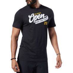 Reebok CrossFit Open Tee FP9336 t-shirt męskie czarne M. Czarne t-shirty męskie Reebok, m, z napisami, z bawełny, sportowe, bez kołnierzyka, krótkie. W wyprzedaży za 79,99 zł.