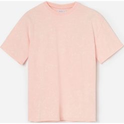 Marmurkowy t-shirt z bawełny - Pomarańczowy. Pomarańczowe t-shirty damskie Reserved, bez wzorów, z bawełny, bez kołnierzyka. Za 49,99 zł.