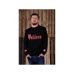 Believe Black Sweatshirt. Czarne bluzy męskie Kingsize, l, z nadrukiem, bez kołnierzyka, bez rękawów, bez kaptura. Za 69,50 zł.
