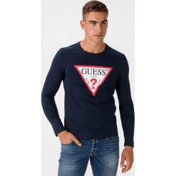 Guess Original Logo Koszulka Niebieski. Niebieskie podkoszulki męskie Guess, l, z nadrukiem, z bawełny, bez kołnierzyka, długie. Za 178,95 zł.