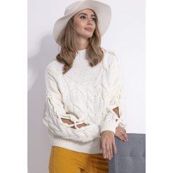 Sweter F850. Swetry damskie Fobya, s, bez wzorów, ze splotem, eleganckie, bez rękawów, bez kaptura. Za 170,99 zł.