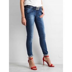 Spodnie damskie jeansy skinny niebieskie wytarte. Niebieskie jeansy damskie Merg Selection, m, bez wzorów, z bawełny. Za 69,00 zł.