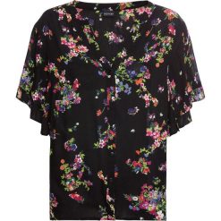 Bluzka z nadrukiem bonprix czarny z nadrukiem. Czarne bluzki damskie bonprix, z nadrukiem, eleganckie, ze stójką, bez rękawów. Za 99,99 zł.
