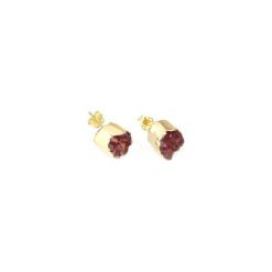 Earrings Druzy Agatu Rubinowe złoto. Czerwone kolczyki damskie Brazi druse jewelry, złote, na sztyftcie. Za 170,00 zł.